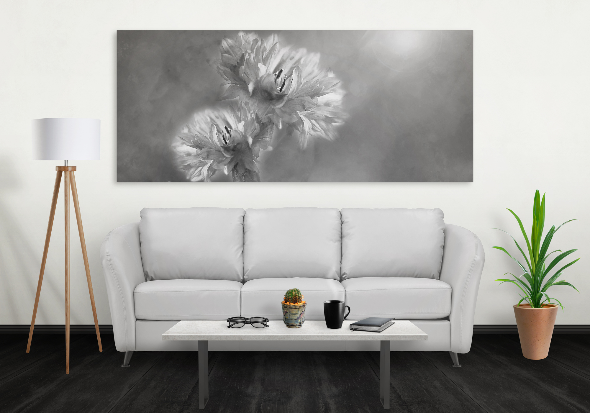 Flower on wide wall art canvas